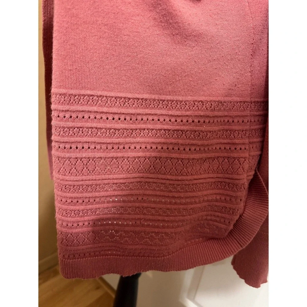 Lety & Me Dusty Rose Open Front Knit M Layering Cardigan Textured Hem Drape - Picture 4 of 5